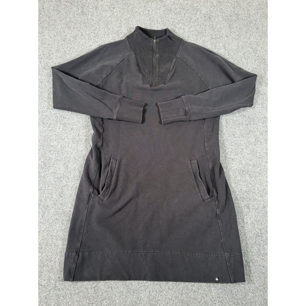 American Giant Moto Dress Womens Large Black Sweatshirt Long Sleeve 1/4 Zip